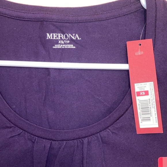 NWT Merona PURPLE Scoop Neck Tee, size XS - Picture 3 of 3